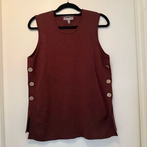 Marled Brown Knit Lounge Set Sleeveless Tunic & Wide Leg Pants Size S